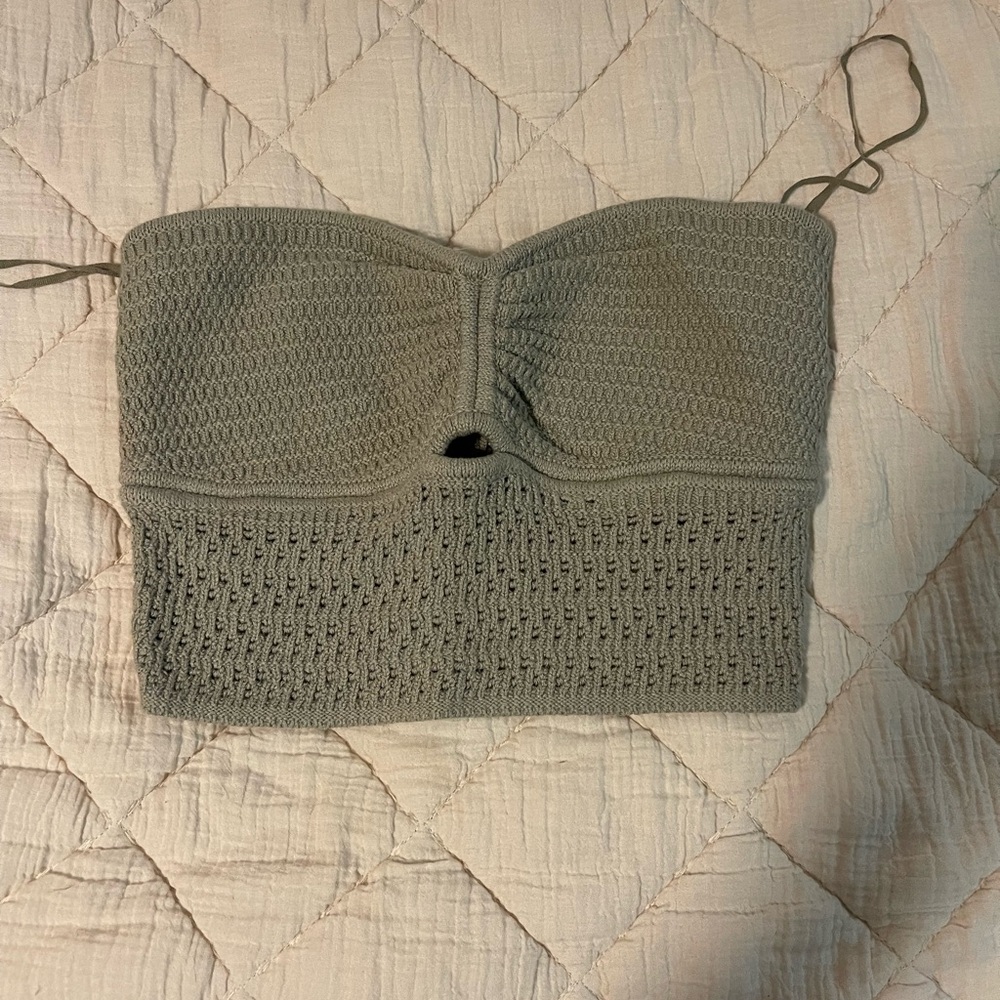 Gray Knit Strapless Top